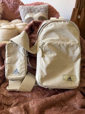 adidas Cream Crossbody Sling Bag with Front Pocket